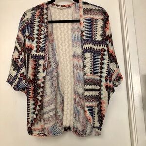 Multi-Colored Printed Open Cardigan